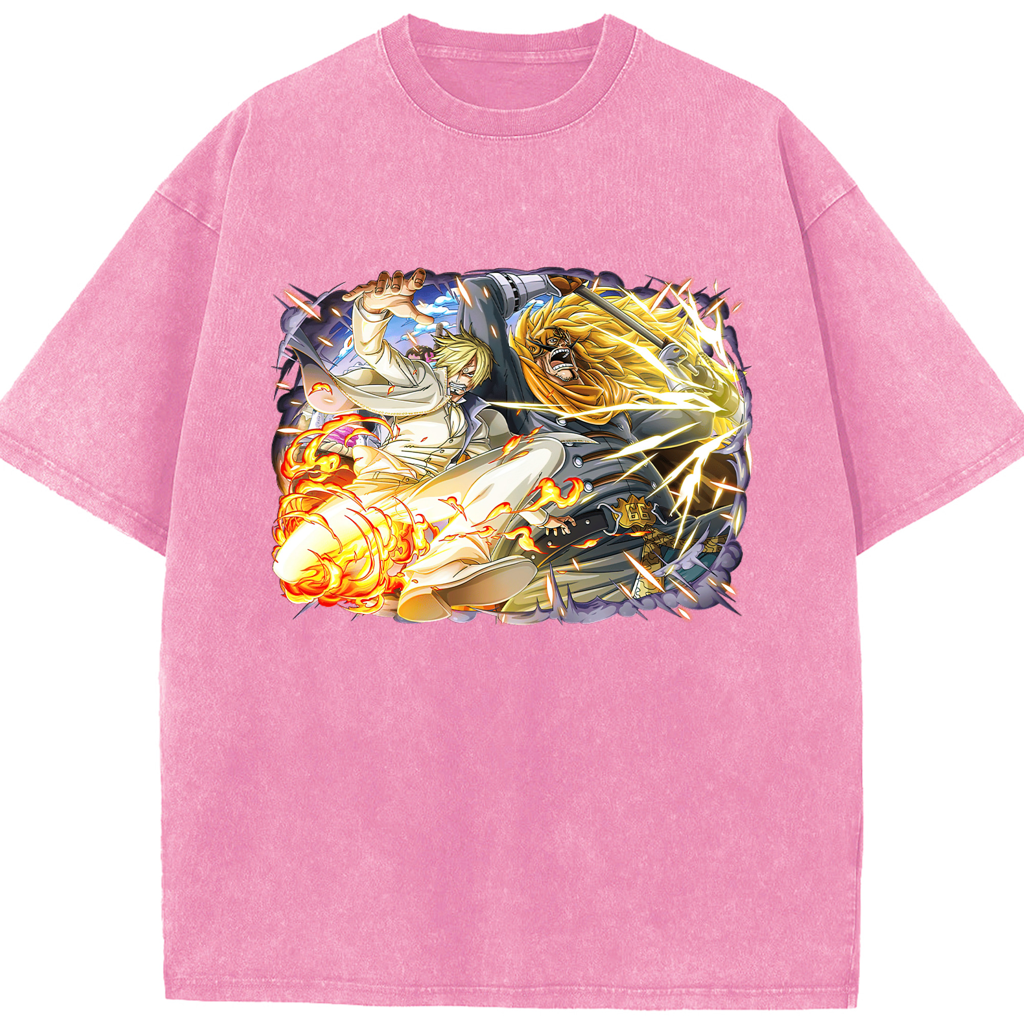 （画像用） ワンピース サンジ ONE PIECE Sanji 綿100% ヴィンテージ風 半袖Tシャツ（フロントプリント）